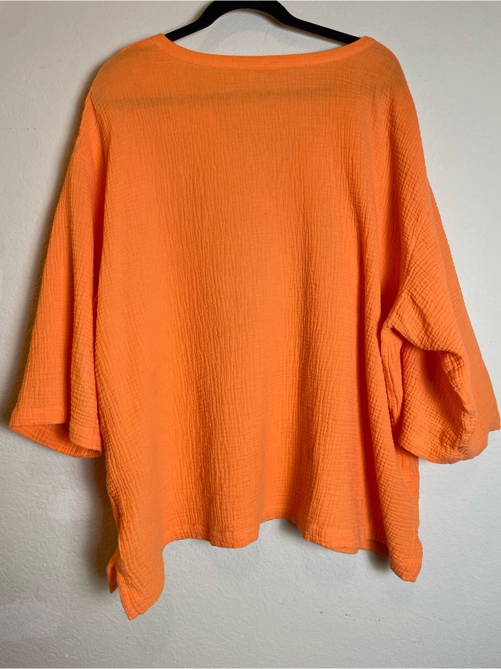 Soft Surroundings Vibrant Orange 100% Cotton Textured V-Neck Tunic - Size 2-3X - Picture 4 of 8